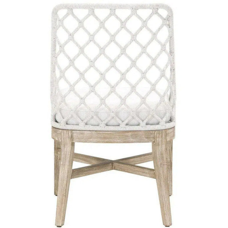 Lattis Outdoor Dining Chair White Speckle Rope & Seat Gray Teak Outdoor Dining Chairs LOOMLAN By Essentials For Living