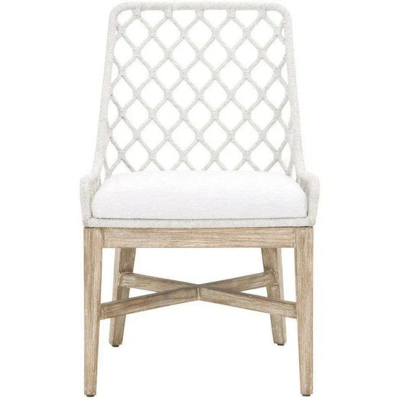 Lattis Outdoor Dining Chair White Speckle Rope & Seat Gray Teak Outdoor Dining Chairs LOOMLAN By Essentials For Living