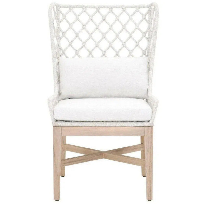 Lattis Outdoor Wing Chair White Speckle Rope & Seat Gray Teak Outdoor Dining Chairs LOOMLAN By Essentials For Living