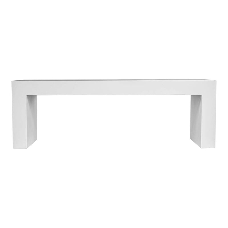 Lazarus Cement White Outdoor Bench Outdoor Benches LOOMLAN By Moe's Home