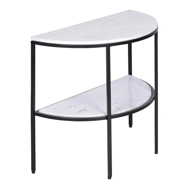 Lazlo Iron and Marble White Geometric Side Table Side Tables LOOMLAN By Moe's Home