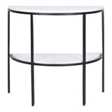 Lazlo Iron and Marble White Geometric Side Table Side Tables LOOMLAN By Moe's Home