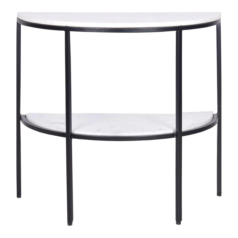 Lazlo Iron and Marble White Geometric Side Table Side Tables LOOMLAN By Moe's Home