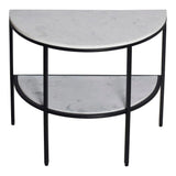 Lazlo Iron and Marble White Geometric Side Table Side Tables LOOMLAN By Moe's Home