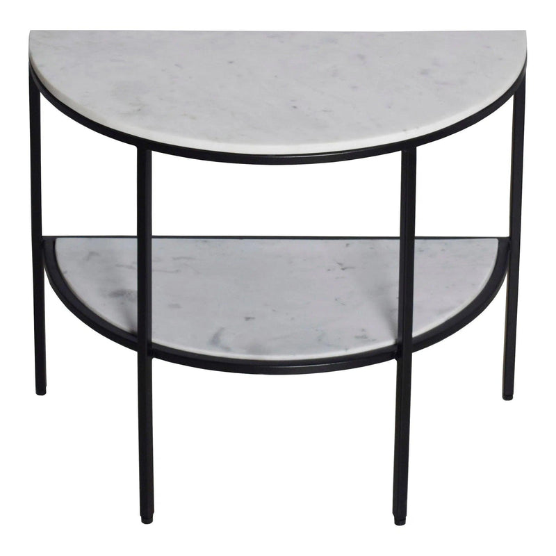 Lazlo Iron and Marble White Geometric Side Table Side Tables LOOMLAN By Moe's Home