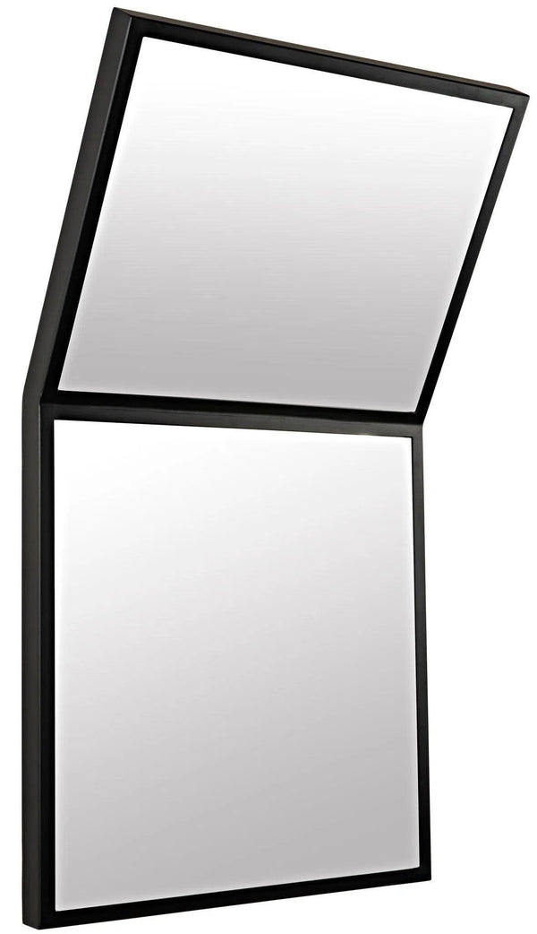 Lazo Mirror, Black Steel Unique Shape Wall Mirror Wall Mirrors LOOMLAN By Noir