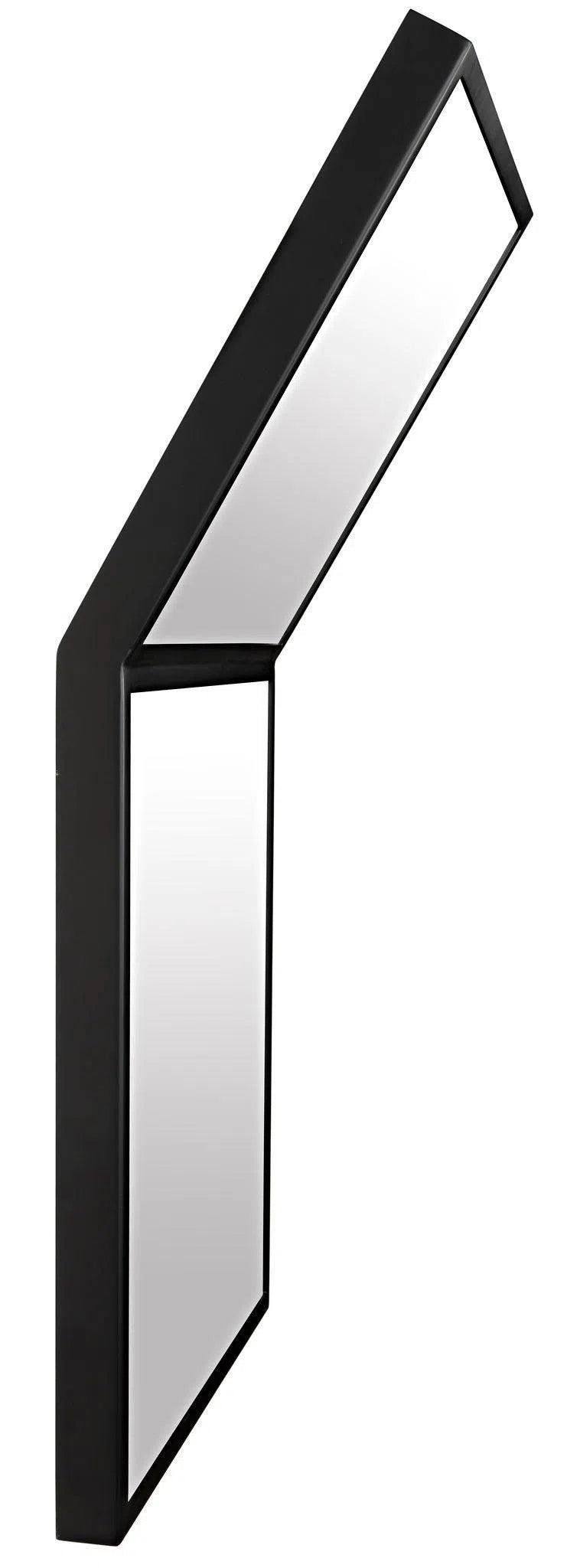 Lazo Mirror, Black Steel Unique Shape Wall Mirror Wall Mirrors LOOMLAN By Noir