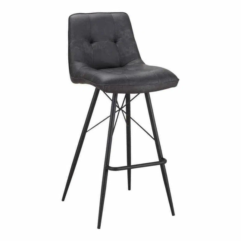 Leather Barstool Grey Industrial Bar Stools LOOMLAN By Moe's Home