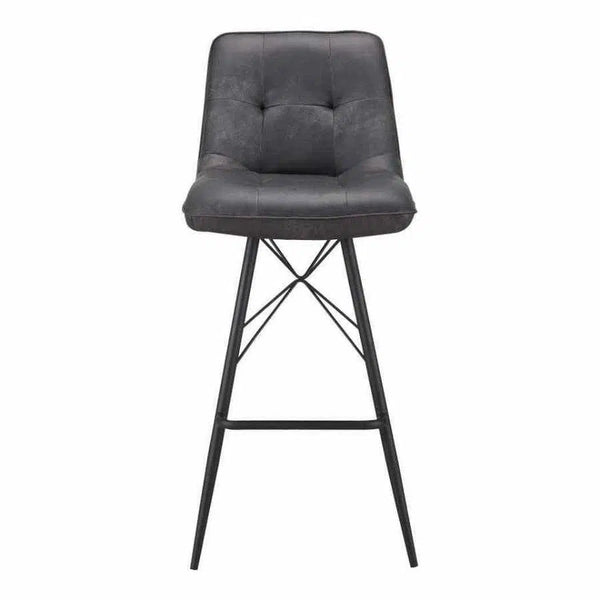 Leather Barstool Grey Industrial Bar Stools LOOMLAN By Moe's Home