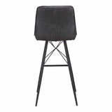 Leather Barstool Grey Industrial Bar Stools LOOMLAN By Moe's Home