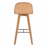 Leather Brown Low Back Bar Height Stool Bar Stools LOOMLAN By Moe's Home