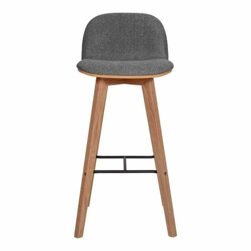 Leather Grey Low Back Bar Height Stool Bar Stools LOOMLAN By Moe's Home