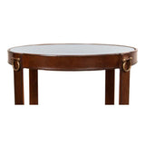 Leather Round Harness Table Side Tables LOOMLAN By Sarreid