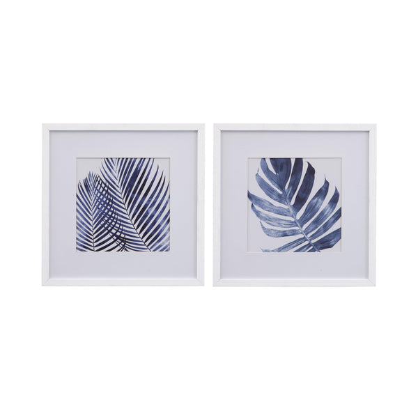 Leaves Blue Wall Art (2 Piece Set) Artwork LOOMLAN By Bassett Mirror