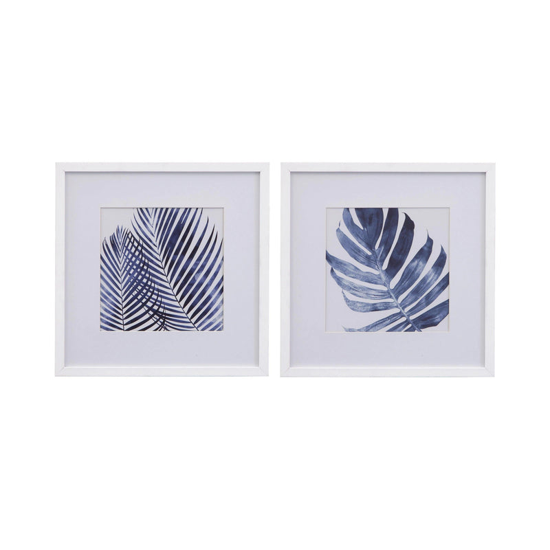 Leaves Blue Wall Art (2 Piece Set) Artwork LOOMLAN By Bassett Mirror