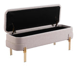 Lebreton Oatmeal Wood and Steel Beige Storage Bench Bedroom Benches LOOMLAN By Zuo Modern