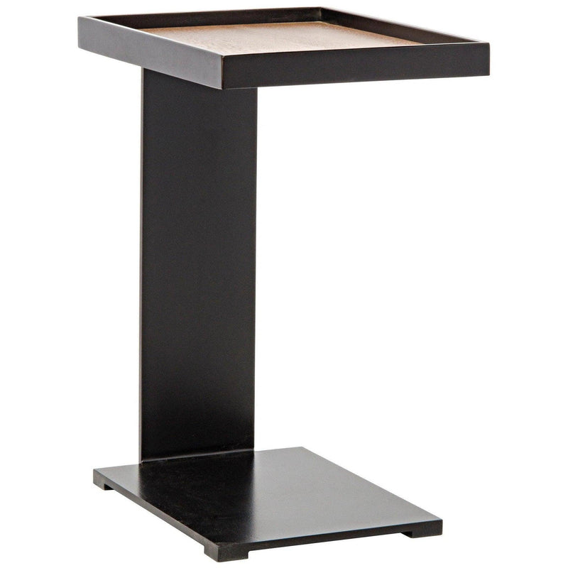 Ledge Wood and Black Steel Square Side Table Side Tables LOOMLAN By Noir