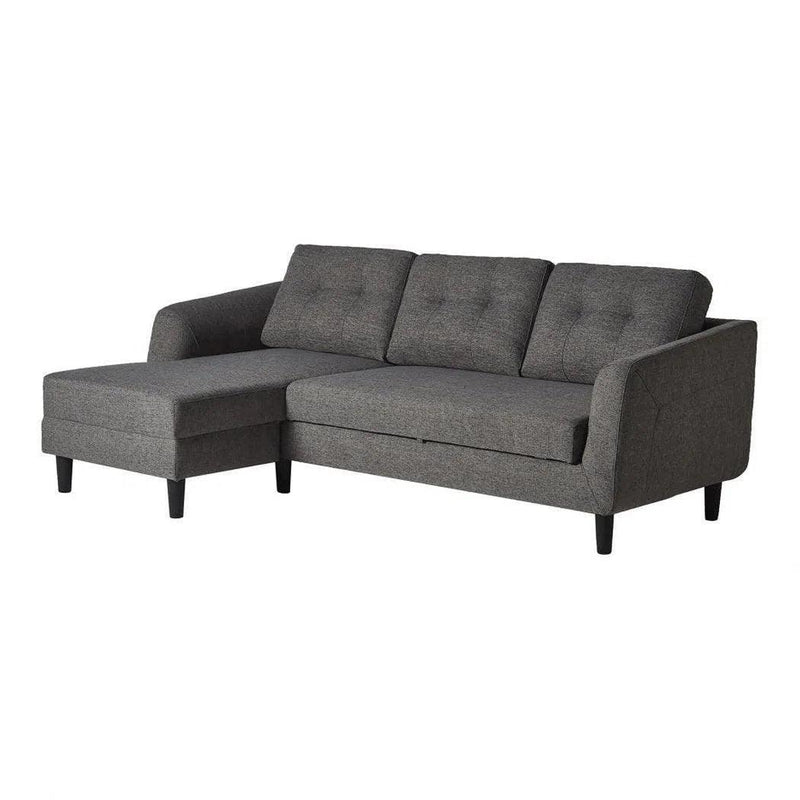 Left Facing Chaise Convertible Sofa Bed in Charcoal Grey Sectionals LOOMLAN By Moe's Home