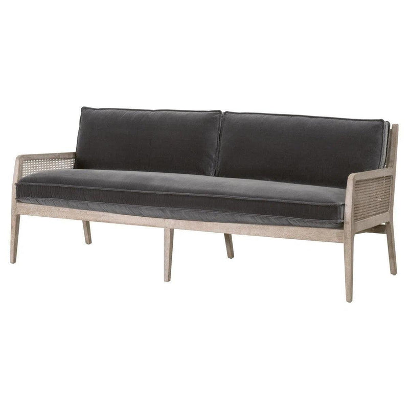 Leone 84" Settee Dark Grey Velvet Down & Feather Sofas & Loveseats LOOMLAN By Essentials For Living