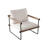 Liam Metal and Wood Cream Accent Arm Chair Club Chairs LOOMLAN By Diamond Sofa