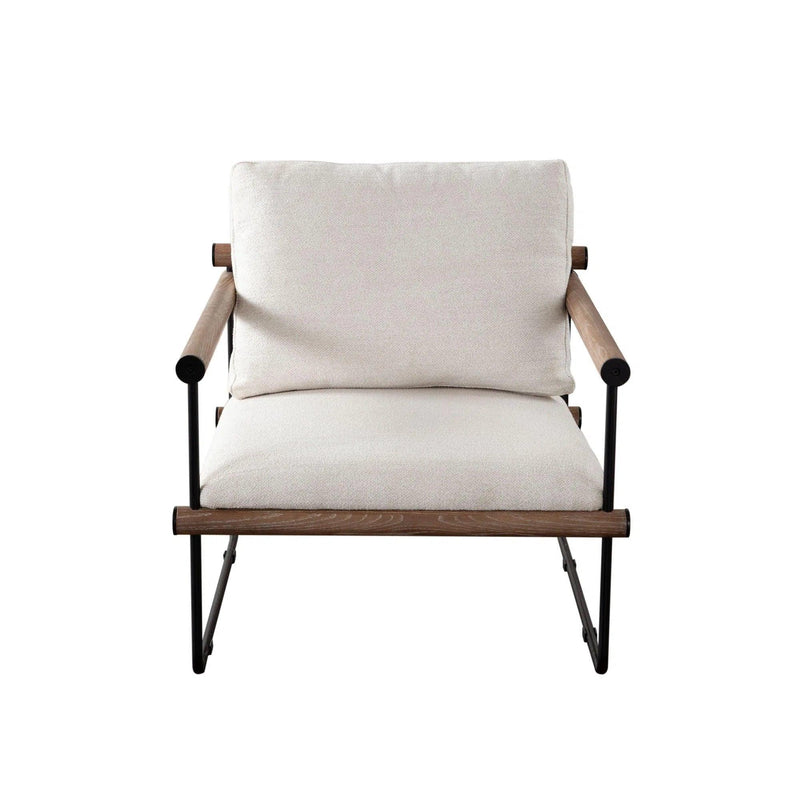 Liam Metal and Wood Cream Accent Arm Chair Club Chairs LOOMLAN By Diamond Sofa