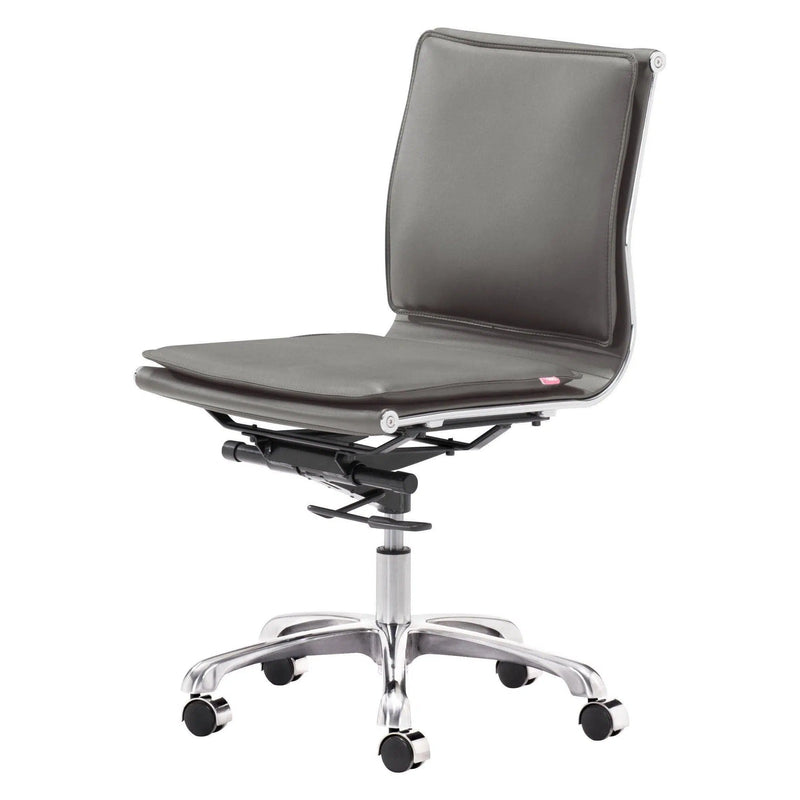 Lider Plus Armless Office Chair Gray Office Chairs LOOMLAN By Zuo Modern