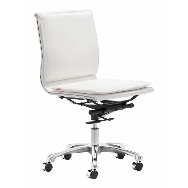 Lider Plus Armless Office Chair White Office Chairs LOOMLAN By Zuo Modern