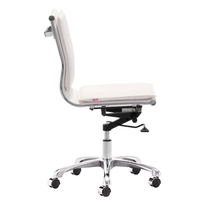 Lider Plus Armless Office Chair White Office Chairs LOOMLAN By Zuo Modern