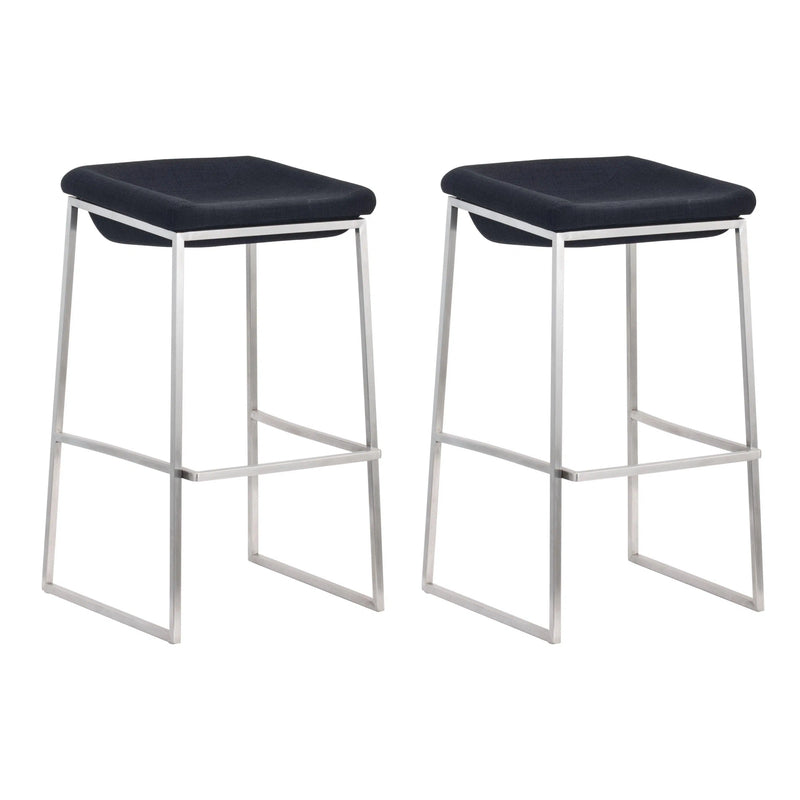 Lids Barstool (Set of 2) Dark Gray Bar Stools LOOMLAN By Zuo Modern