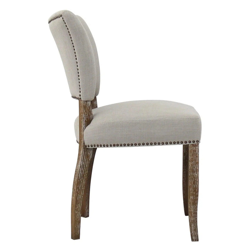 Light Beige 2PC Dining Chairs Set Armless with Floating Back Dining Chairs LOOMLAN By LH Imports