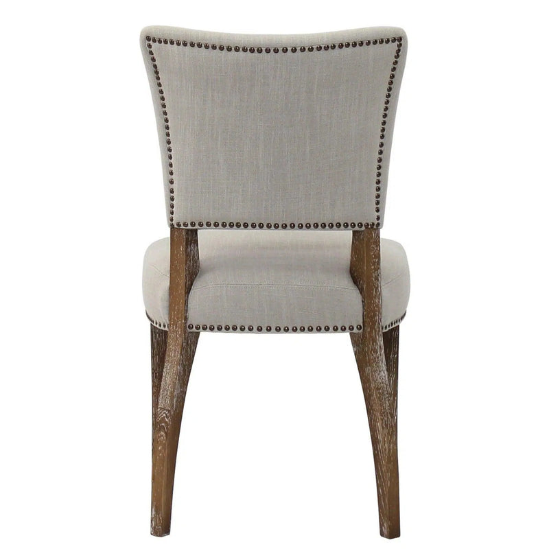 Light Beige 2PC Dining Chairs Set Armless with Floating Back Dining Chairs LOOMLAN By LH Imports