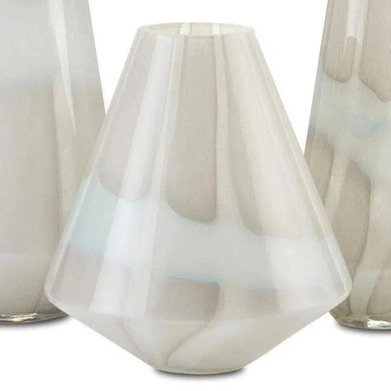 Light Gray White Floating Cloud Vase Set of 3 Vases & Jars LOOMLAN By Currey & Co