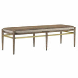 Light Pepper Brushed Brass Visby Calcutta Pepper Bench Bedroom Benches LOOMLAN By Currey & Co