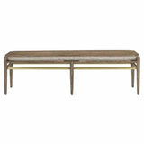 Light Pepper Brushed Brass Visby Calcutta Pepper Bench Bedroom Benches LOOMLAN By Currey & Co