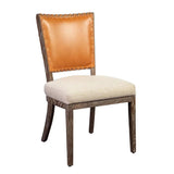 Lina Leather and Linen Chair Set of 2 Dining Chairs LOOMLAN By Furniture Classics