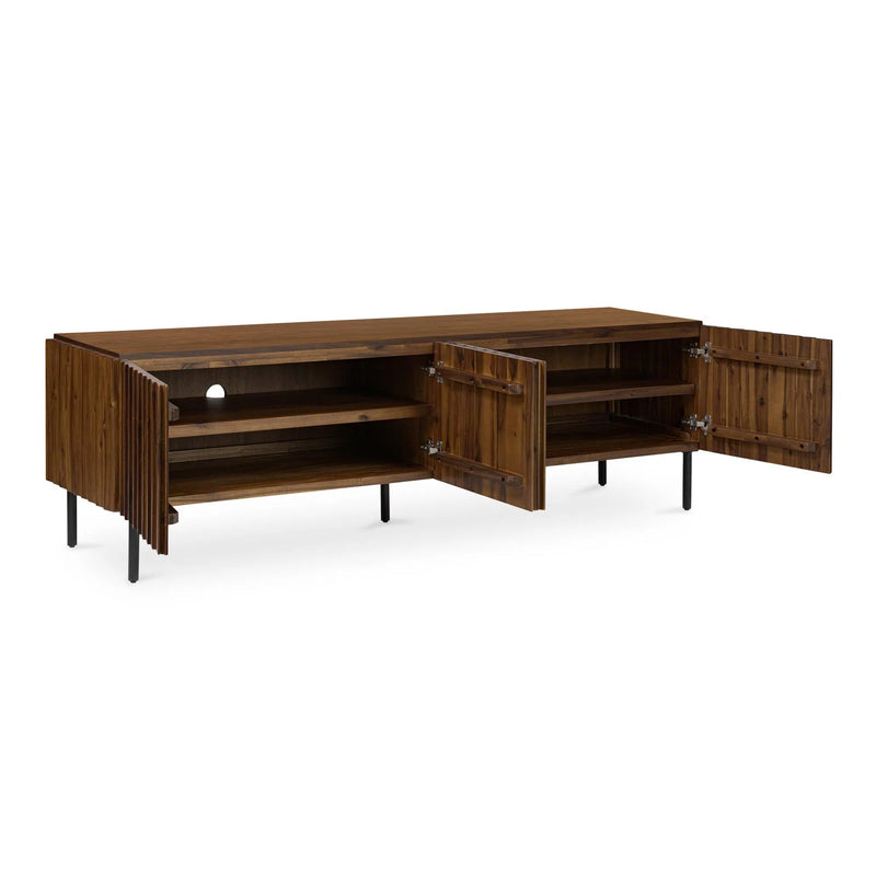 Lincoln Wood and Iron Brown Media Cabinet TV Stands & Media Centers LOOMLAN By Moe's Home