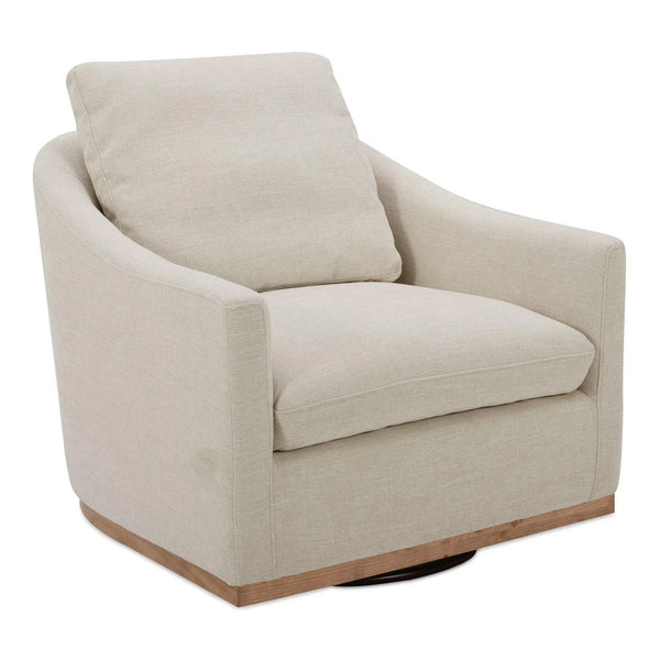 Linden Polyester and Pine Wood Beige Swivel Arm Chair Club Chairs LOOMLAN By Moe's Home