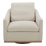 Linden Polyester and Pine Wood Beige Swivel Arm Chair Club Chairs LOOMLAN By Moe's Home