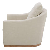 Linden Polyester and Pine Wood Beige Swivel Arm Chair Club Chairs LOOMLAN By Moe's Home