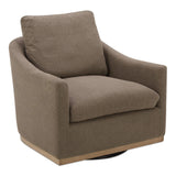 Linden Polyester and Pine Wood Brown Swivel Arm Chair Club Chairs LOOMLAN By Moe's Home