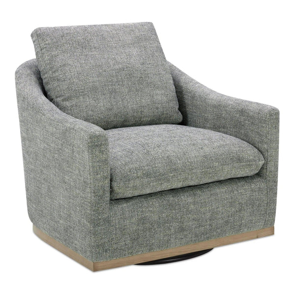 Linden Polyester and Pine Wood Grey Swivel Arm Chair Club Chairs LOOMLAN By Moe's Home