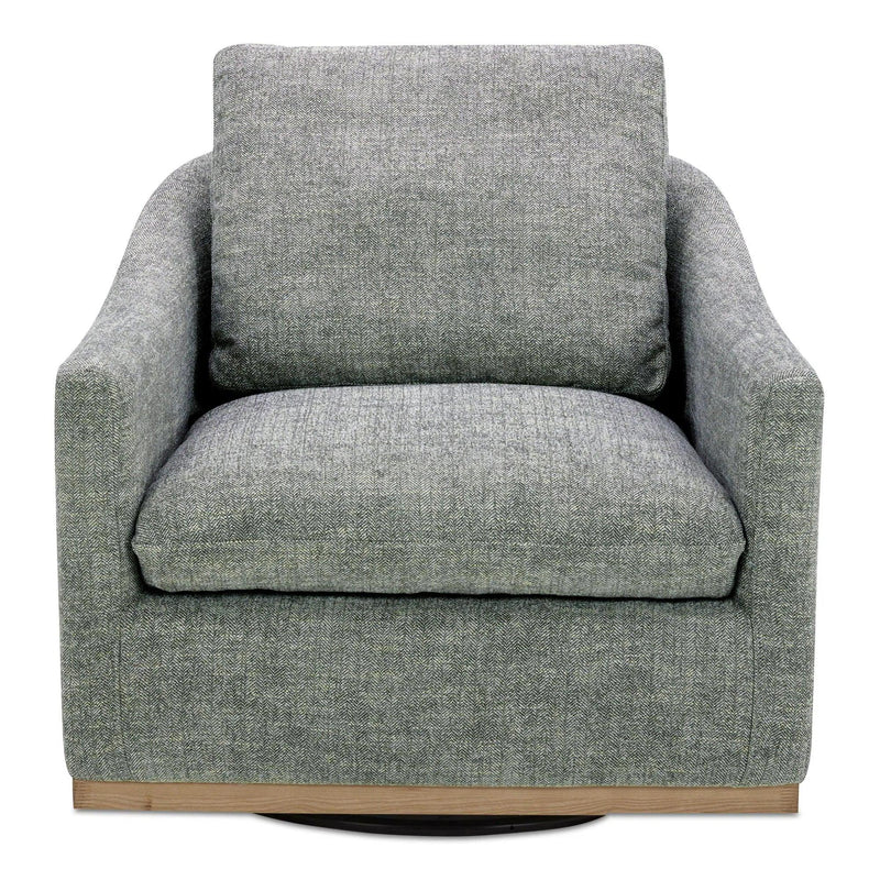 Linden Polyester and Pine Wood Grey Swivel Arm Chair Club Chairs LOOMLAN By Moe's Home