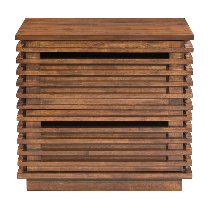 Linea End Table Walnut Side Tables LOOMLAN By Zuo Modern