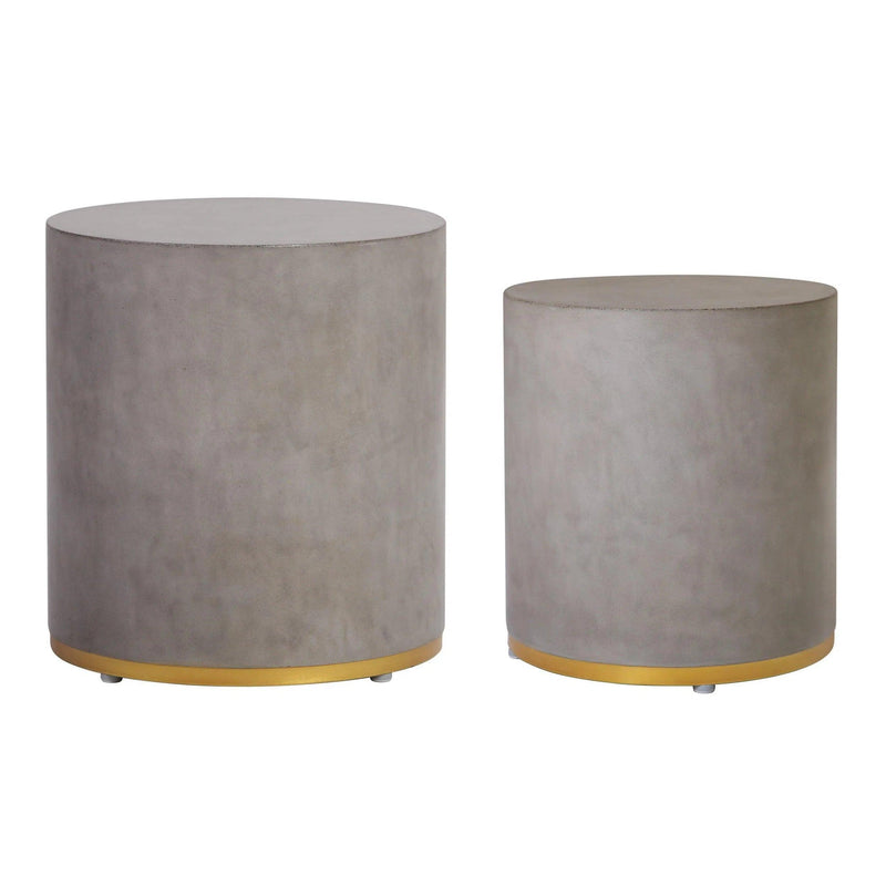 Linea Ring Accent Table Set - Gold Outdoor End Tables Outdoor Side Tables LOOMLAN By Seasonal Living