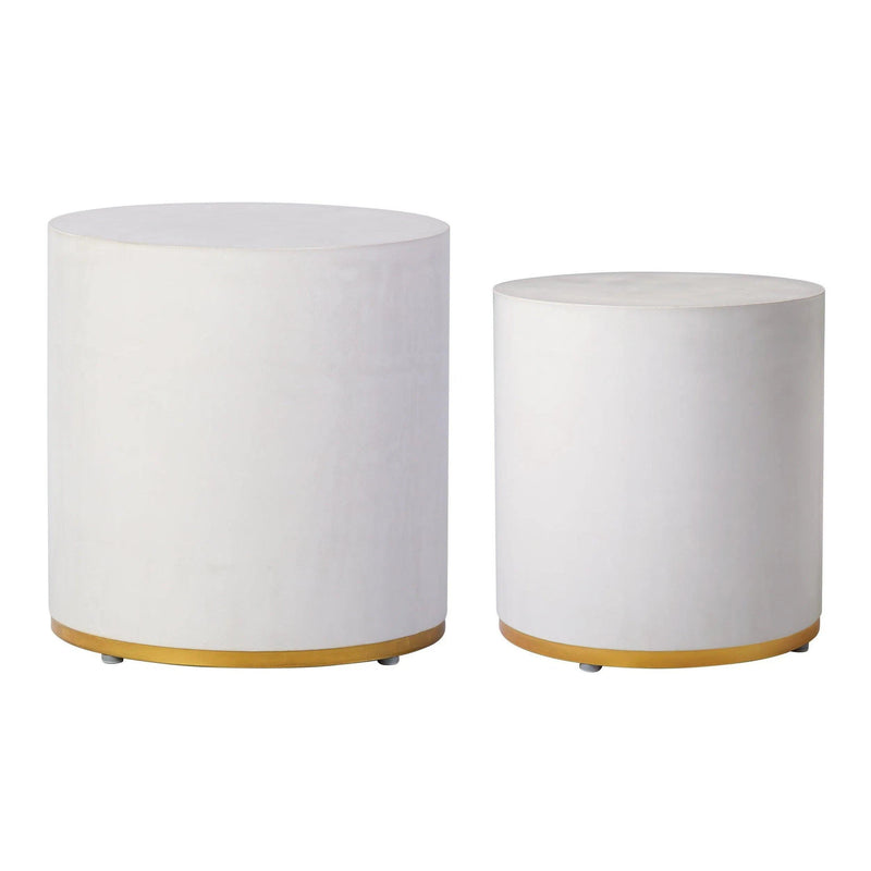 Linea Ring Accent Table Set - White Outdoor End Tables Outdoor Side Tables LOOMLAN By Seasonal Living