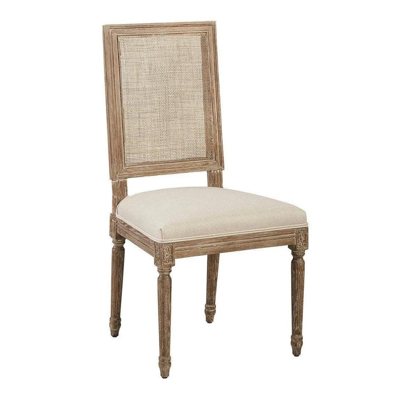 Linen and Oak Caned Back Side Chair Set of 2 Dining Chairs LOOMLAN By Furniture Classics