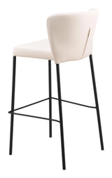 Linz Barstool (Set of 2) Cream Bar Stools LOOMLAN By Zuo Modern