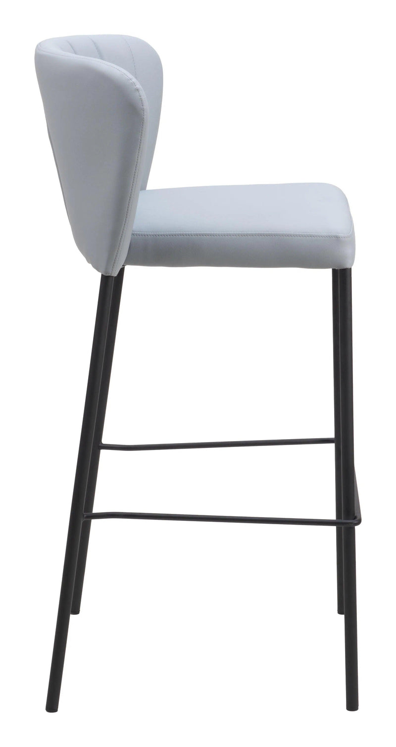 Linz Barstool (Set of 2) Gray Bar Stools LOOMLAN By Zuo Modern