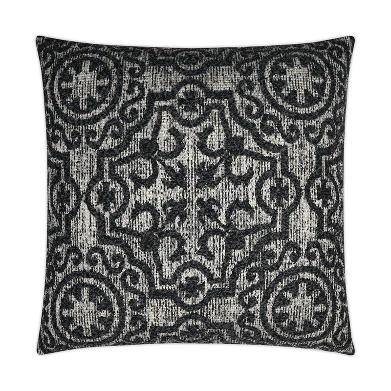 Linz Traditional Black Grey Large Throw Pillow With Insert Throw Pillows LOOMLAN By D.V. Kap