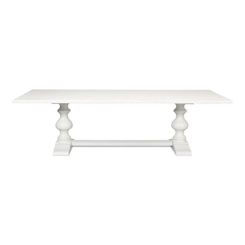 Lionisio 108" White Trestle Dining Table Cortina White Dining Tables LOOMLAN By Sarreid